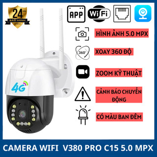 Camera wifi ngoài trời chống nước v380 pro 5.0 mpx c15 hd xoay 360 quay đêm có màu, 2k 2560 x 1920p longtime_camera