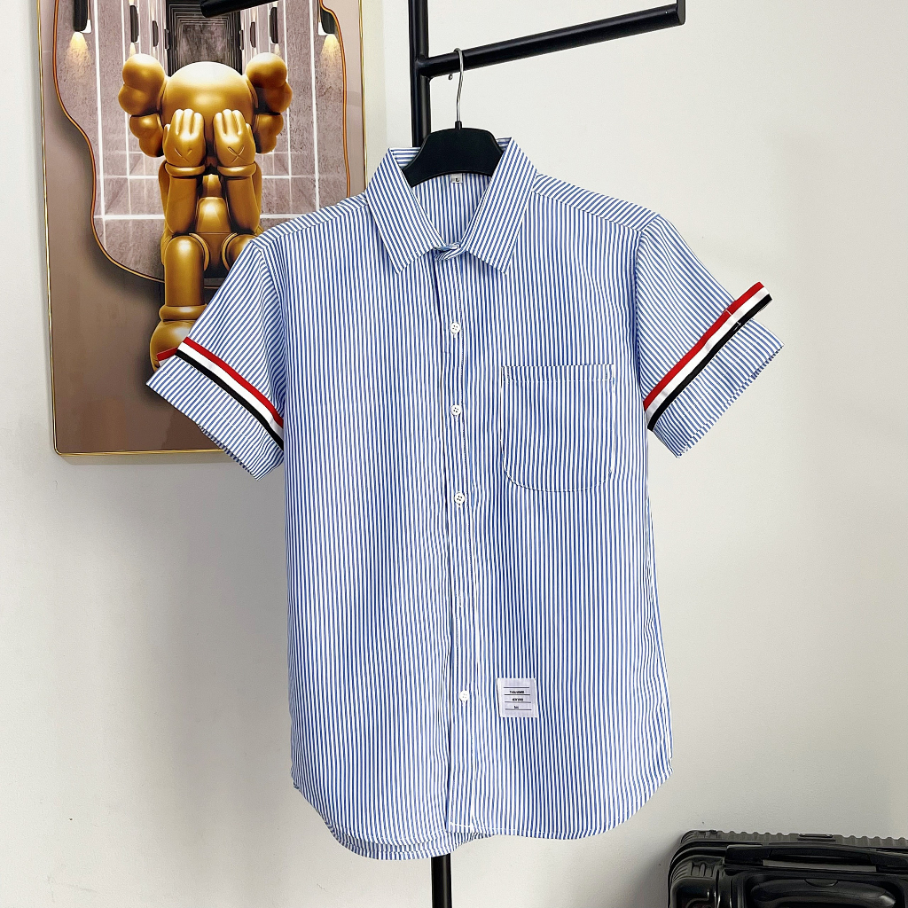 Áo Sơ Mi Dài Tay Thom Kẻ Xám Dài Tay Vải Cotton Lụa Cao Cấp