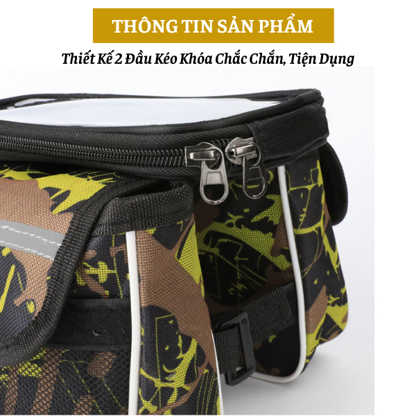 Túi Đựng Đồ Treo Sườn Xe Đạp Đa Năng Có Ngăn Đựng Điện Thoại Cảm Ứng Tặng Kèm Bọc Đi Mưa