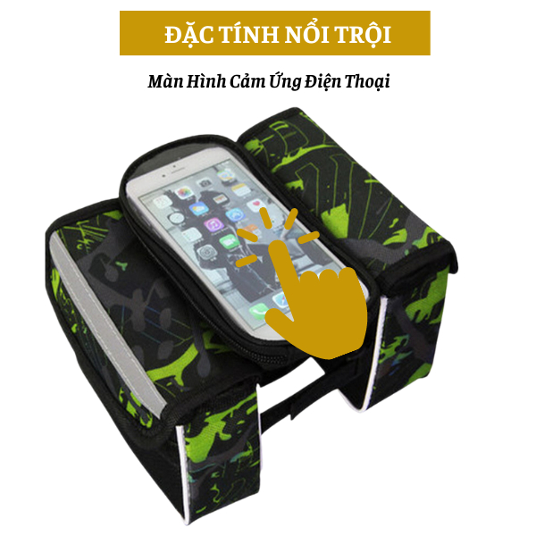 Túi Đựng Đồ Treo Sườn Xe Đạp Đa Năng Có Ngăn Đựng Điện Thoại Cảm Ứng Tặng Kèm Bọc Đi Mưa