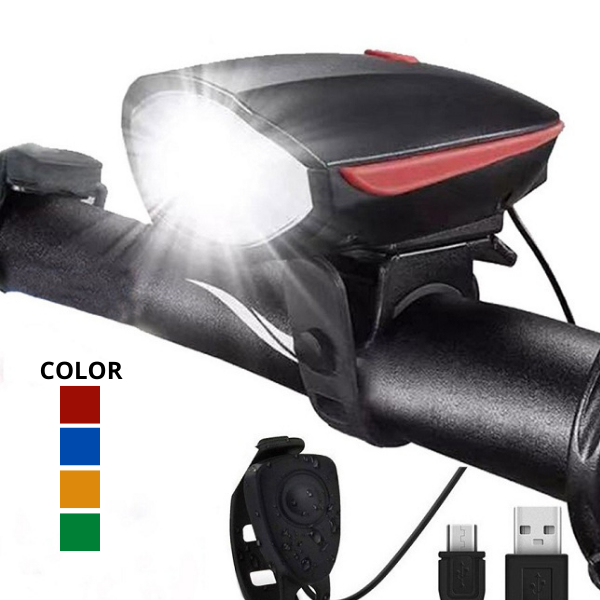 Đèn xe đạp thể thao chống nước, đèn Led xe đạp 3 chế độ siêu sáng cảm ứng kiêm còi xe tặng kèm sạc USB