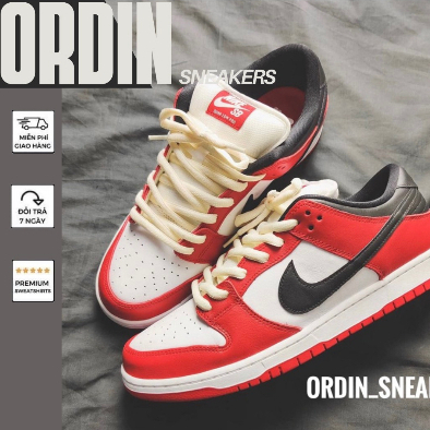 Giày SB Dunk Low Chicago Bred White Lai Au