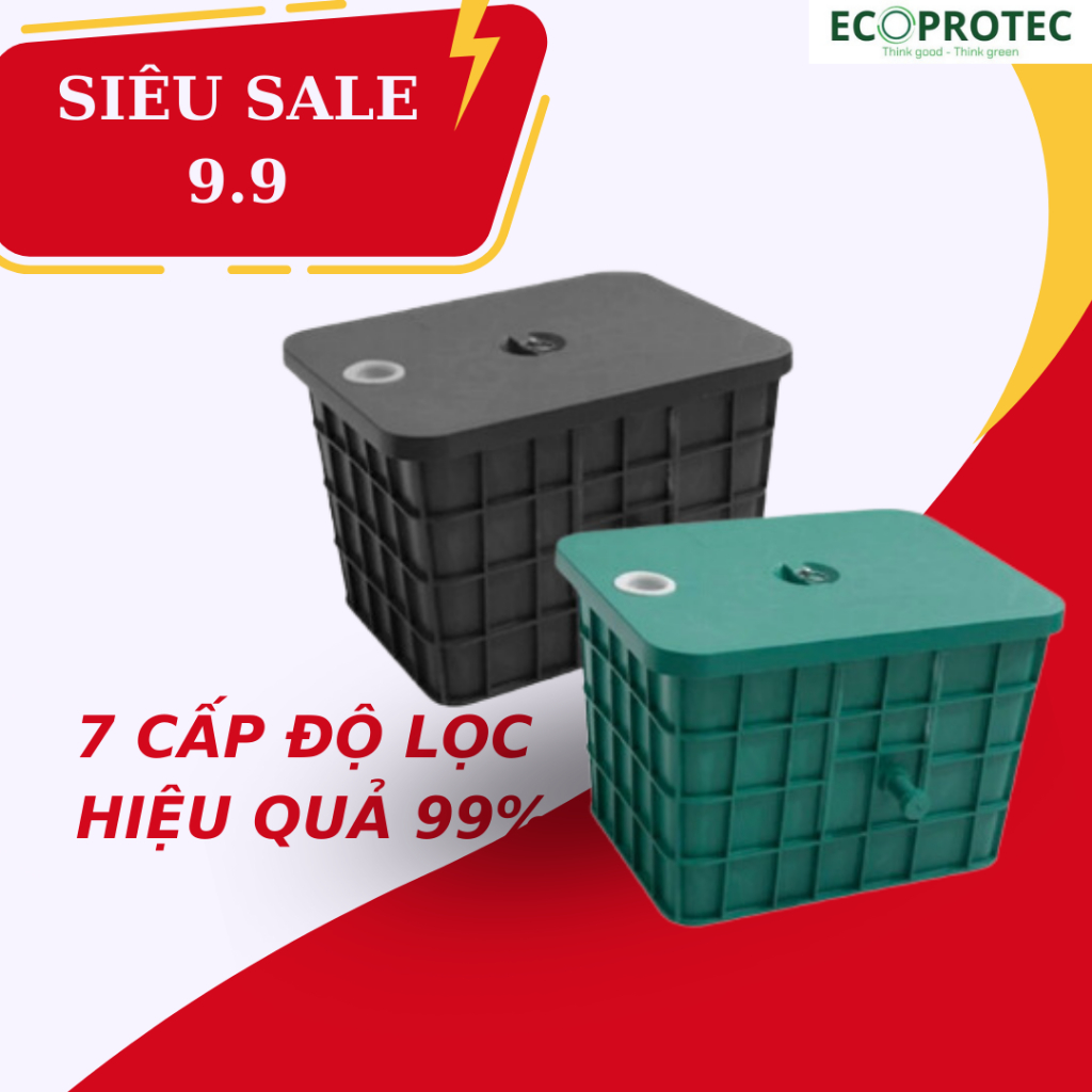 Bể Tách Dầu Mỡ Ecoprotec 40L , Bẫy Mỡ Thông Minh Vật Liệu PE Không Lo Rò Rỉ Hoen Rỉ Mối Hàn