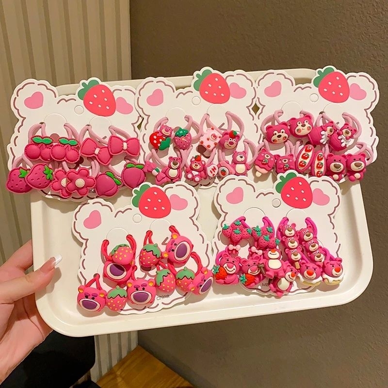 Sét 10 Dây Buộc Tóc Hình Gấu Dâu Lotso Cho Bé