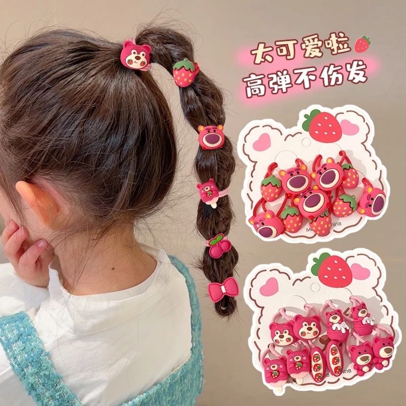 Sét 10 Dây Buộc Tóc Hình Gấu Dâu Lotso Cho Bé