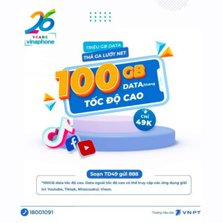 [ SIM DATA 100GB] SIM Data 100gb/tháng VINAPHONE