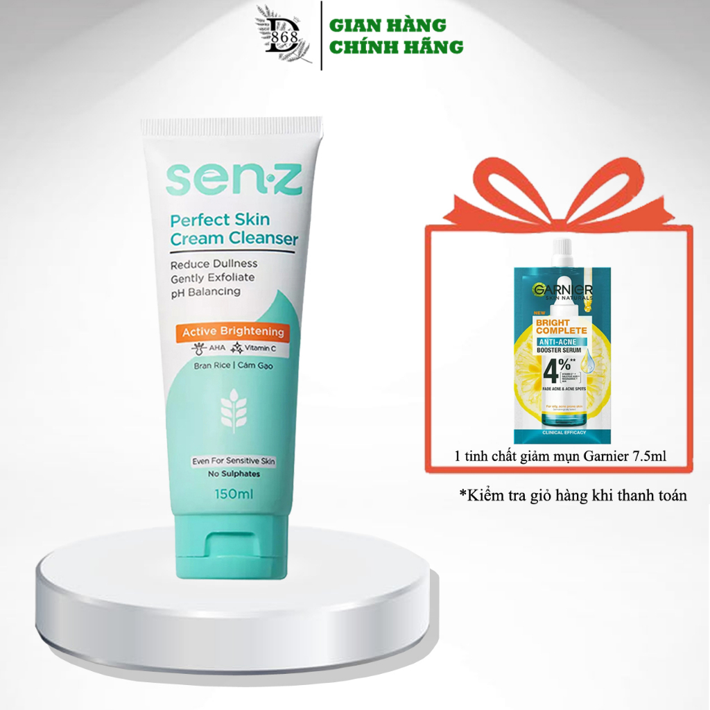 Sữa Rửa Mặt Cám Gạo Giúp Sáng Da SENZ Perfect Skin Cream Cleanser 150ml