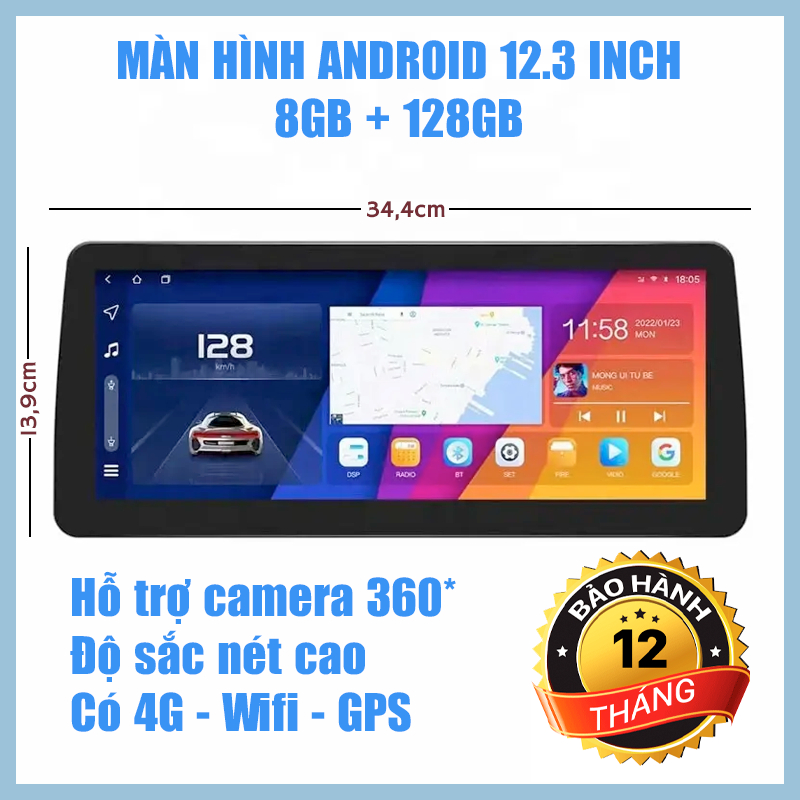 Màn Hình DVD Android Ô Tô 12.3 inch bản cao cấp 8+128GB