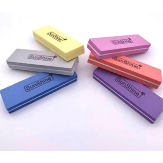 Phao vuông dũa móng tay ngắn Sunshine hai mặt chuyên dụng chăm sóc móng, độ nhám 100/180