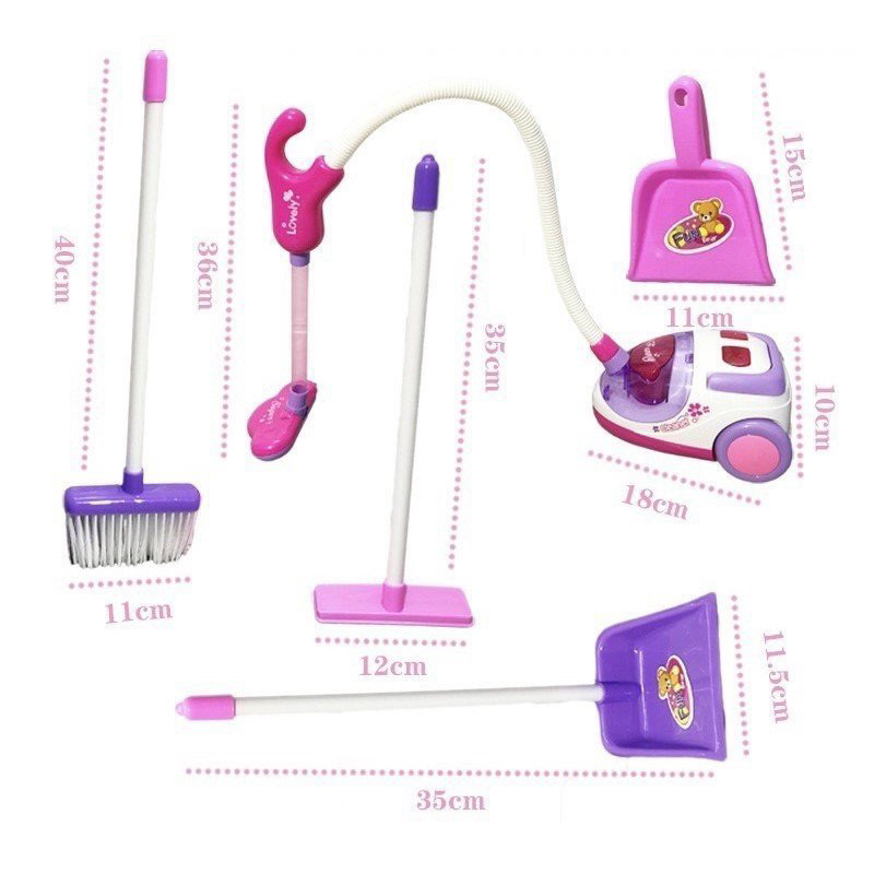 Bộ đồ chơi dọn dẹp vệ sinh cho bé - máy hút bụi đa năng có pin - xe đẩy lau nhà dành cho bé