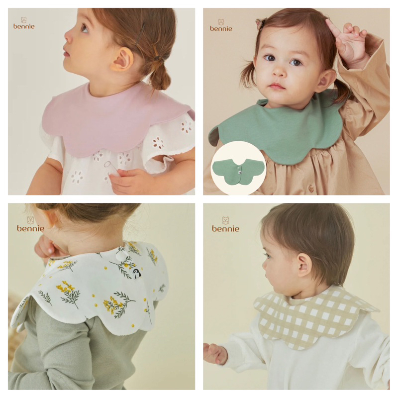 Yếm cổ tròn cotton xoay 360 độ Konny Hàn dư xịn cho bé 0-2y benniekids
