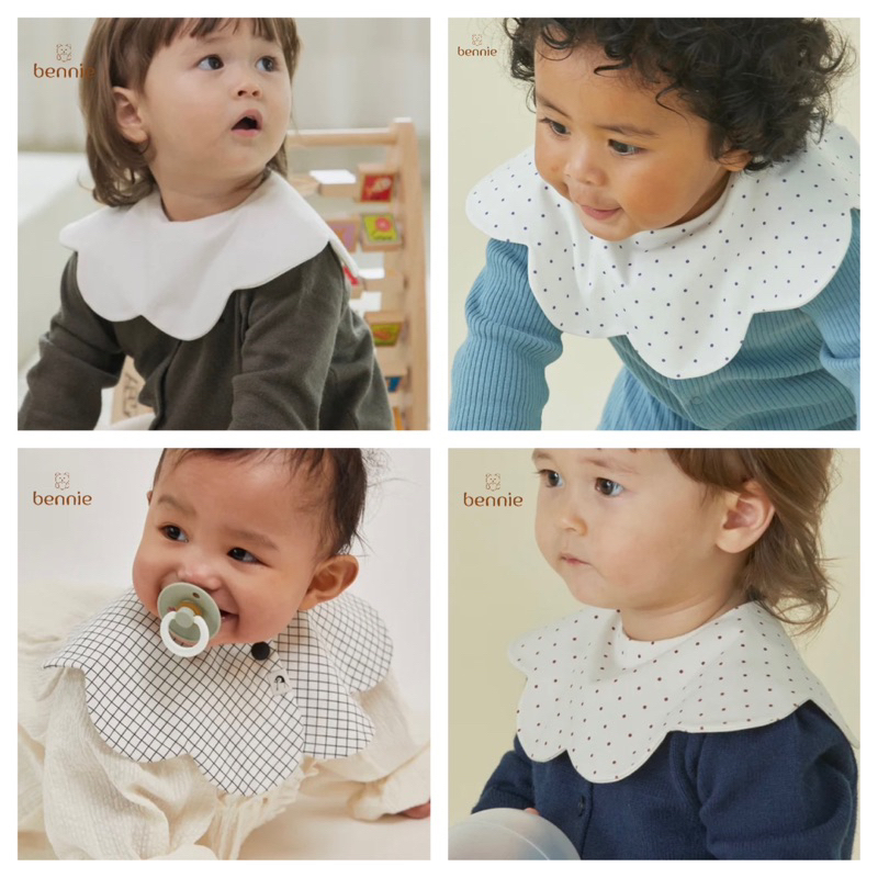 Yếm cổ tròn cotton xoay 360 độ Konny Hàn dư xịn cho bé 0-2y benniekids