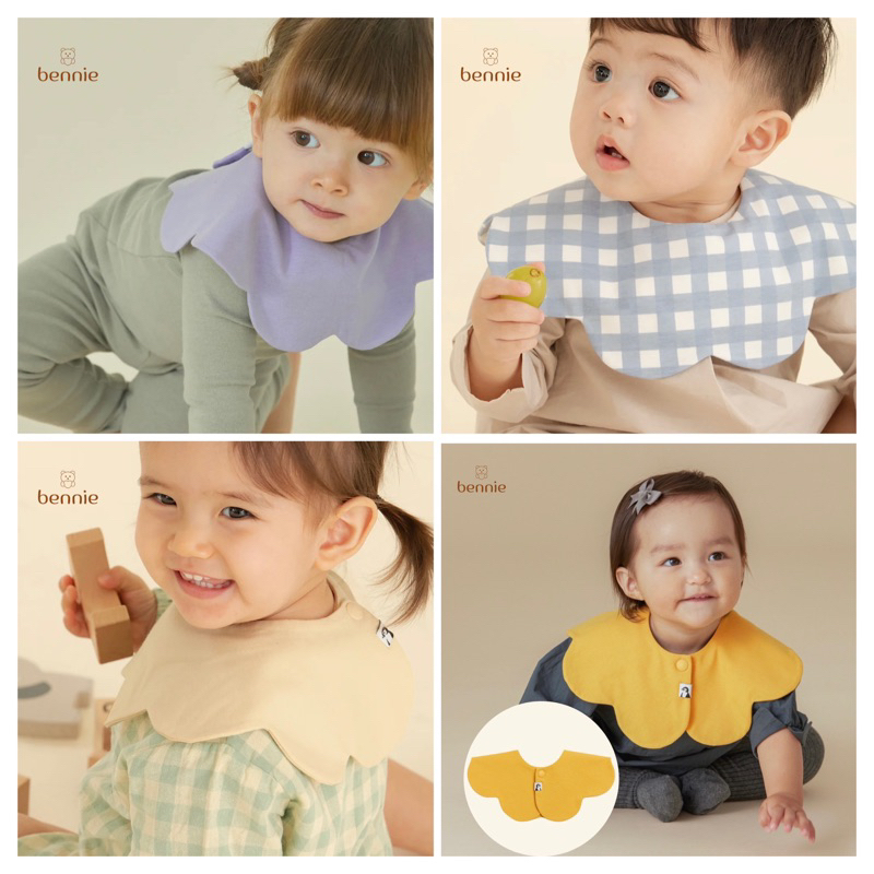 Yếm cổ tròn cotton xoay 360 độ Konny Hàn dư xịn cho bé 0-2y benniekids