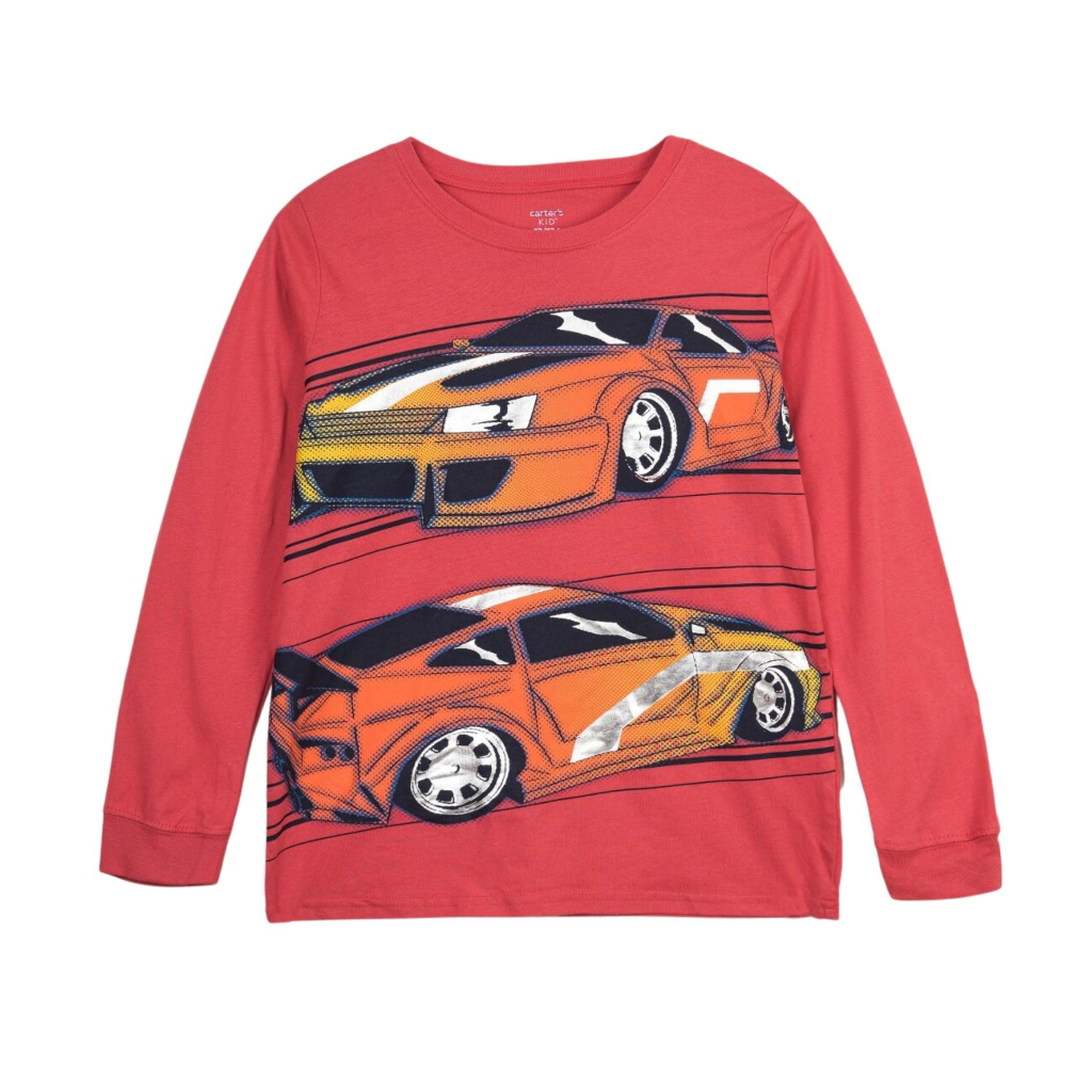 Áo phông dài tay trẻ em xuất dư, áo thu đông bé trai bé gái chất vải cotton ngực in hình