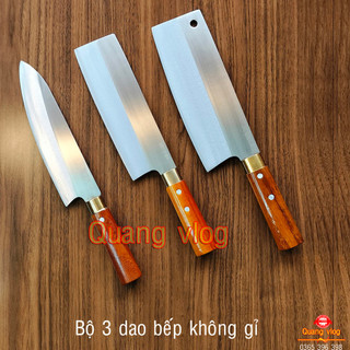 Dao bếp bộ 3 thép nhật trắng không gỉ siêu sắc bén bao sắc bén