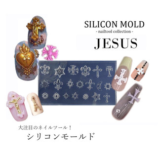 JESUS Thánh giá Khuôn silicone trang trí móng fleur de lis hoa bột đắp móng nail gel uv