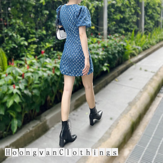 Đầm jean denim cut out