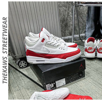 Giày Sneaker JD3 Retro Tinker White Red , Jodan3 Trắng Đỏ Lai au cao cấp