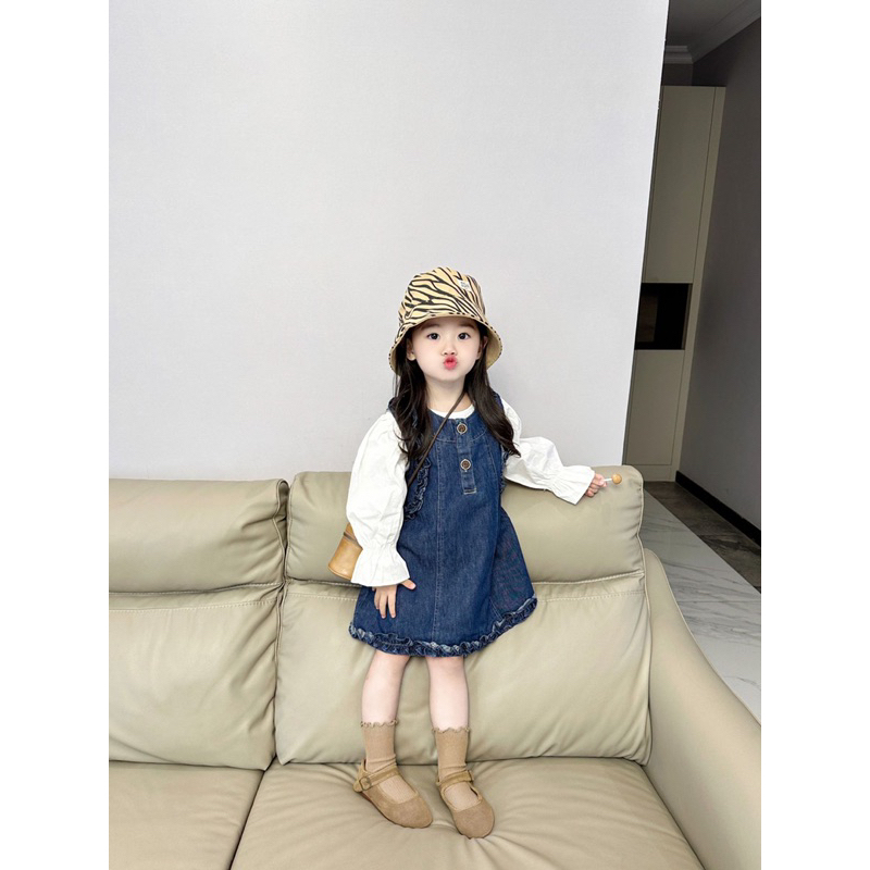 B0036- Set đồ bé gái áo kèm váy bò có ảnh thật