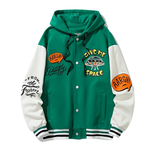Bộ quần áo kết hợp áo khoác bomber space nổi bật kèm jogger phong cách zenkodlmen ghép JK003M+JG075