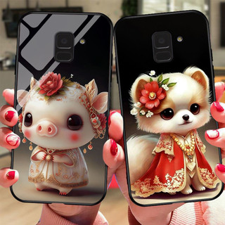 Ốp điện thoại mặt kính samsung a8 2018 / ss a8 plus 2018 in hình con giáp bộ 02