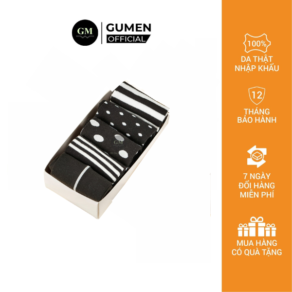 Set Tất Vớ Nam GUMEN Đen Hoạ Tiết Cao Cấp Thời Trang Trẻ Trung Phong Cách
