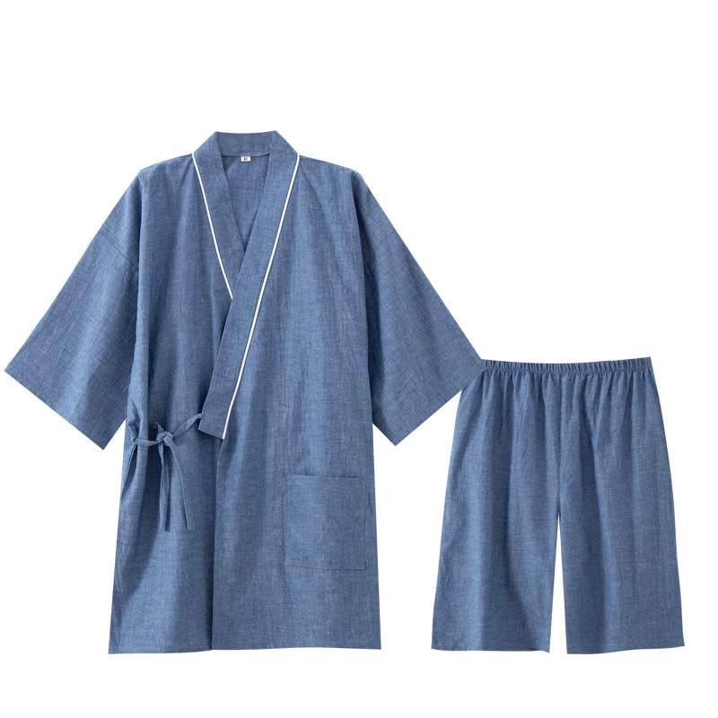 Bộ Kimono Yukata Nam Mặc Nhà Chất Cotton Mát Mẻ - Pyjama Nam Cộc Cho Mùa Hè