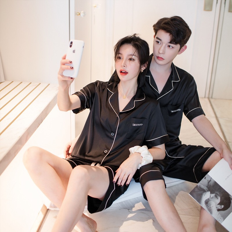 Bộ đồ ngủ pijama Nam Nữ Bigbang Luxury mã 221 chất lụa satin cao cấp mặc nhà dành cho cặp đôi gia đình quà tặng