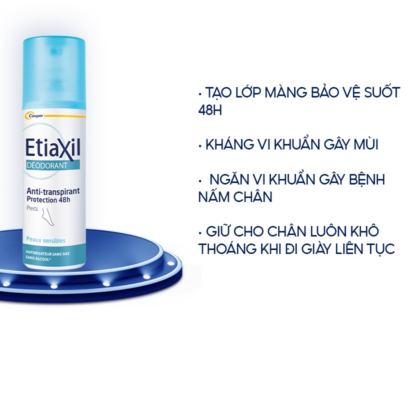 Xịt Khử Mùi Mồ Hôi Chân Etiaxil Déodorant Anti-Transpirant 48h Pieds