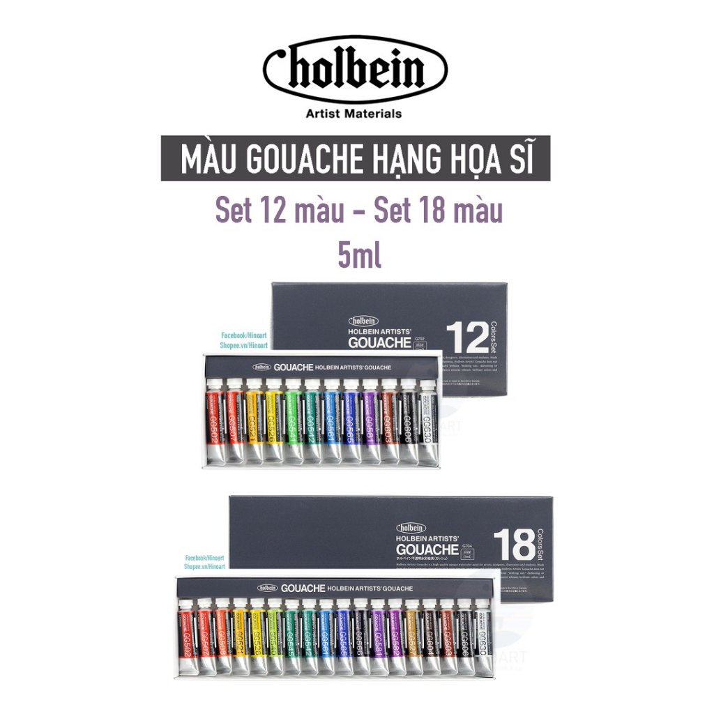 (HỎA TỐC) Bộ màu Gouache Holbein tuýp 5ml