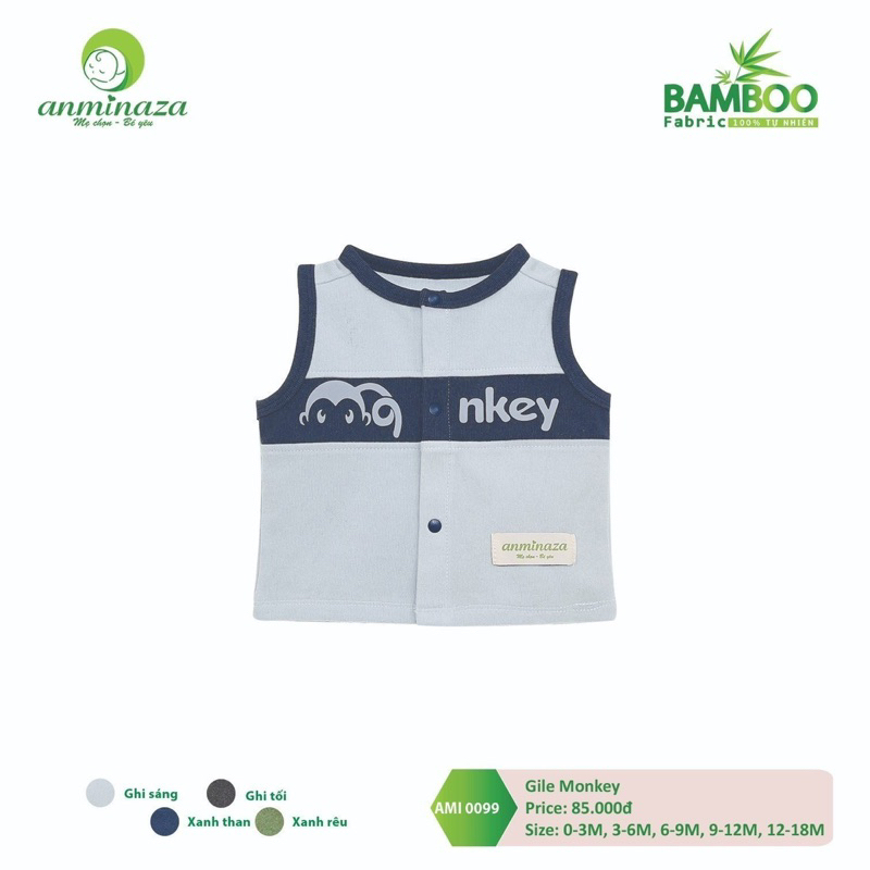 Aminaza - Áo gile cài thẳng monkey