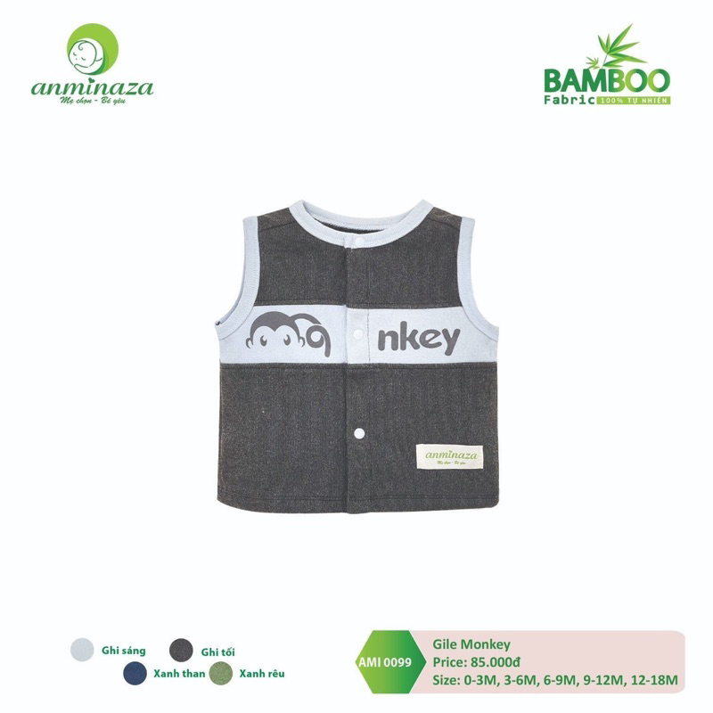 Aminaza - Áo gile cài thẳng monkey