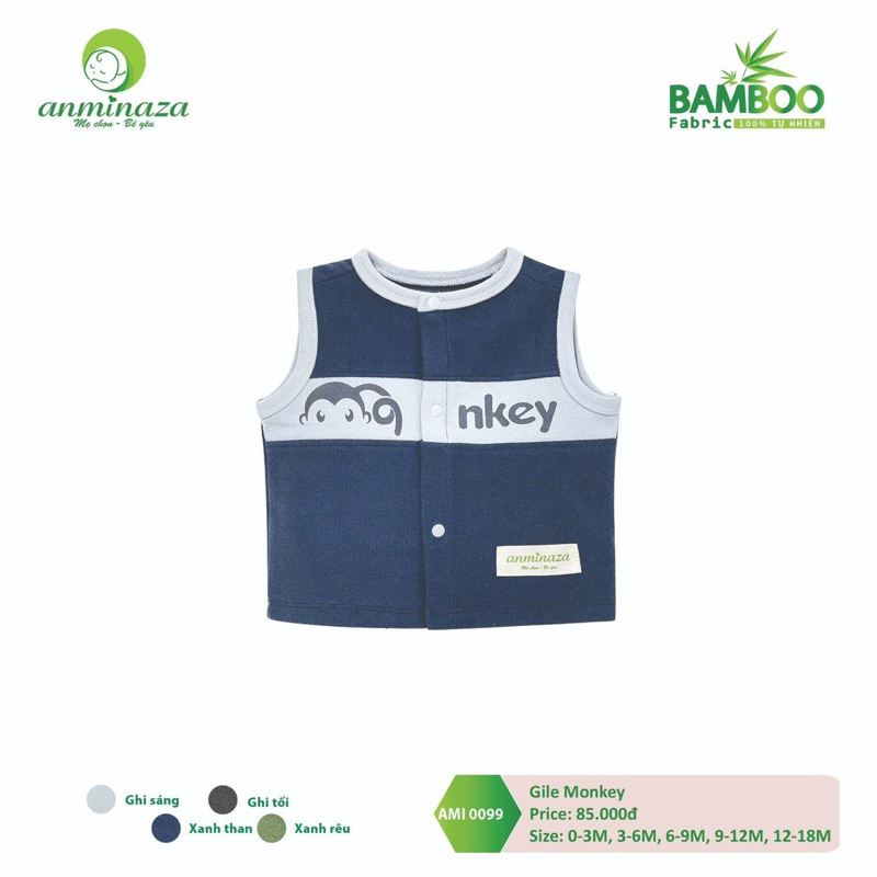Aminaza - Áo gile cài thẳng monkey
