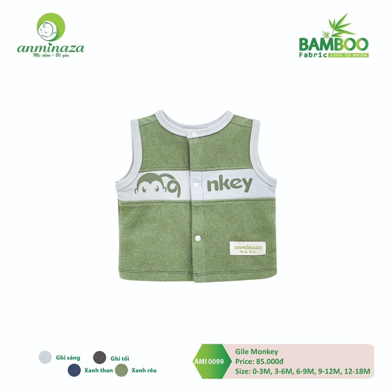Aminaza - Áo gile cài thẳng monkey
