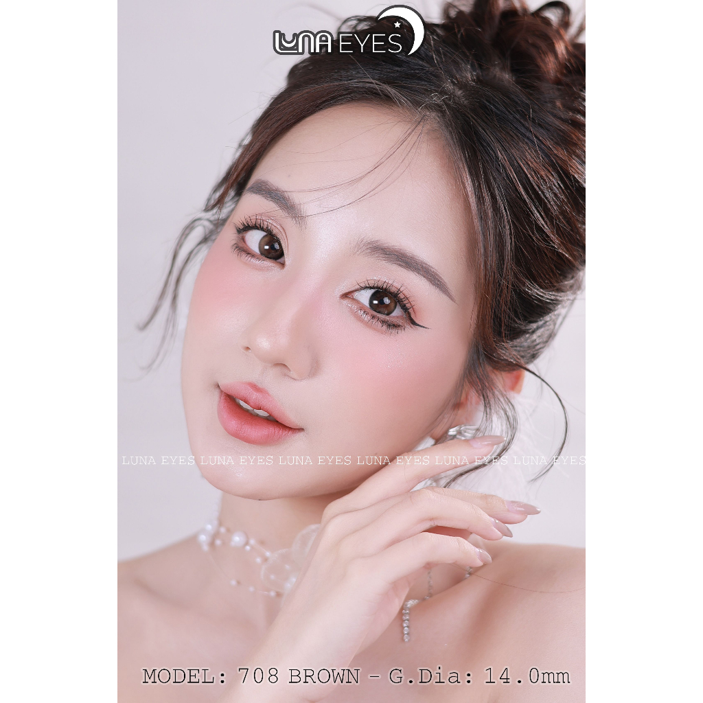 Kính áp tròng LUNA EYES 708 BROWN - Lens size nhỏ