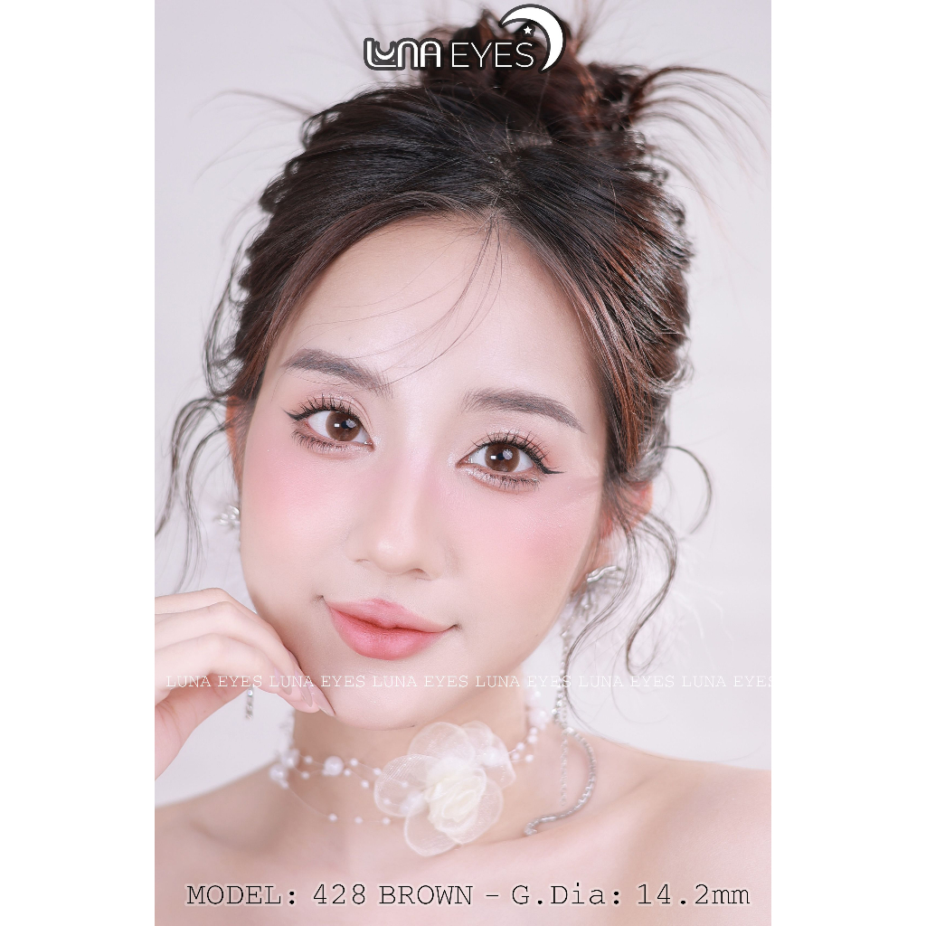 Kính áp tròng LUNA EYES 428 Brown, size vừa - lens 1 ngày