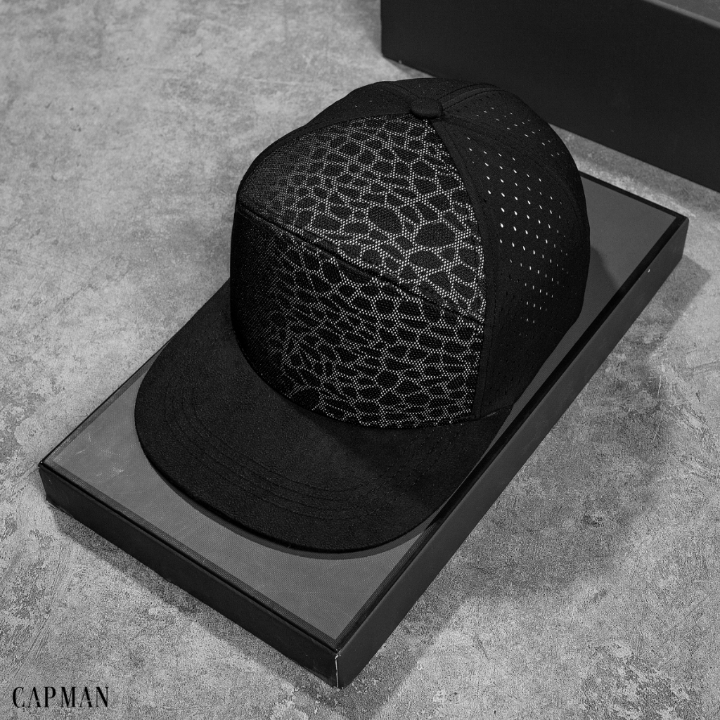 Mũ snapback màu đen camo CAPMAN lưỡi ngang CM37