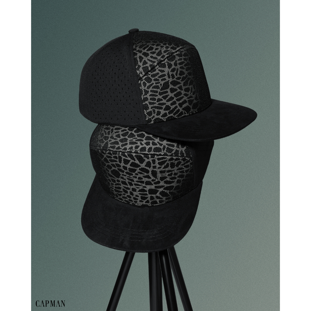 Mũ snapback màu đen camo CAPMAN lưỡi ngang CM37