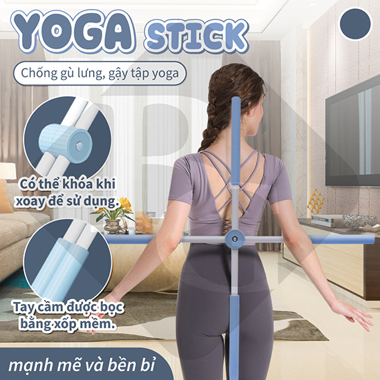 (BLUE) Gậy Tập Lưng, Vai, Chống Gù, Uốn Thẳng Lưng, Gậy Tập Yoga Gậy Chống Gù Lưng Tập Yoga Bằng Thép Không Gỉ