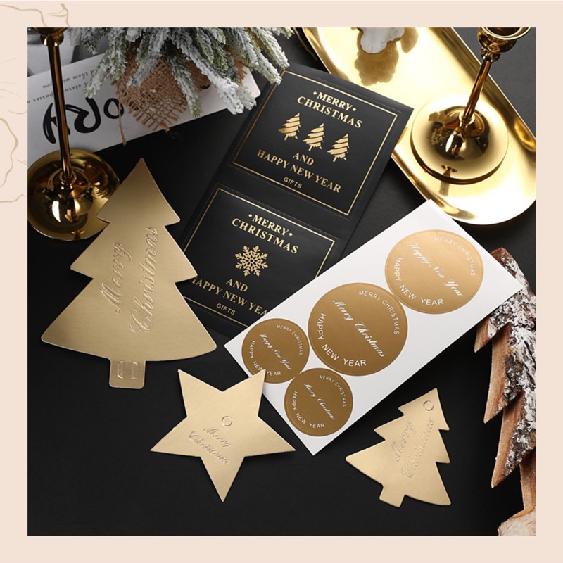 Miếng dán và thẻ treo Merry christmas chúc mừng giáng sinh