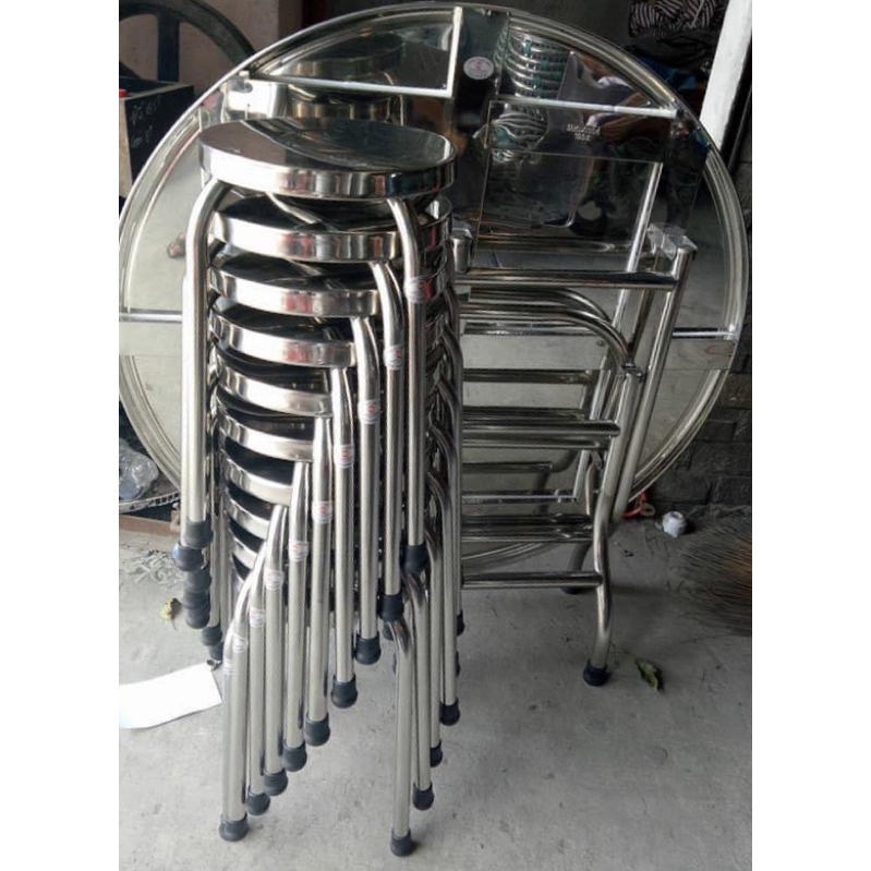 Bộ 1 bàn tròn 1.2m + 10 ghế inox 304 giá tại xưởng sản xuất bảo hành 5 năm