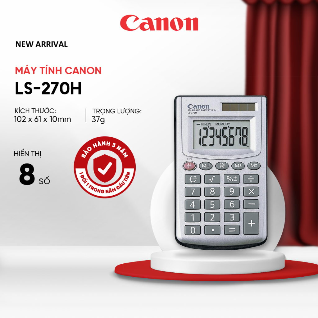 Máy Tính Cầm Tay Canon Calculator LS-270H | Thiết Kế Nhỏ Gọn - Phủ Bạc Sang Trọng Kèm Theo Bao Da Cao Cấp