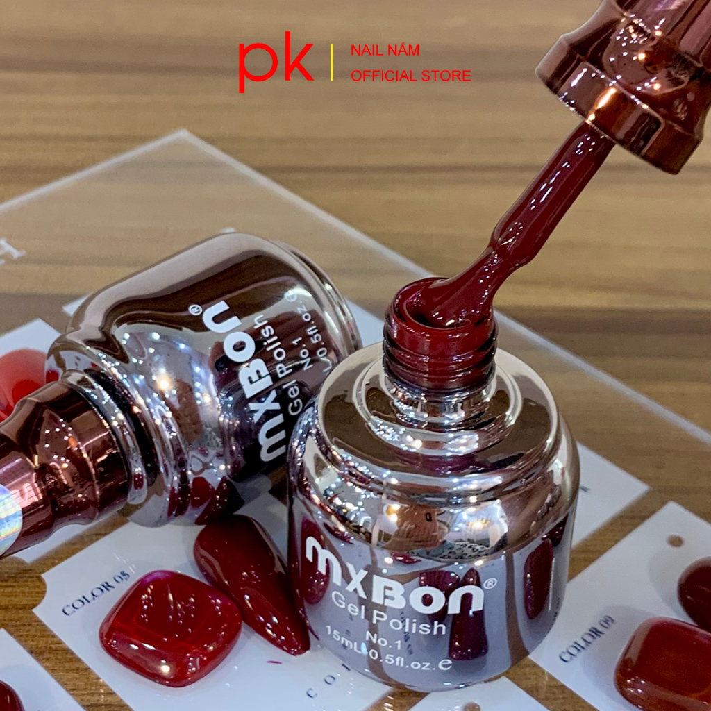 Set sơn gel mxbon 9 màu Lucky đỏ đặc biệt chính hãng - tặng kèm bảng màu