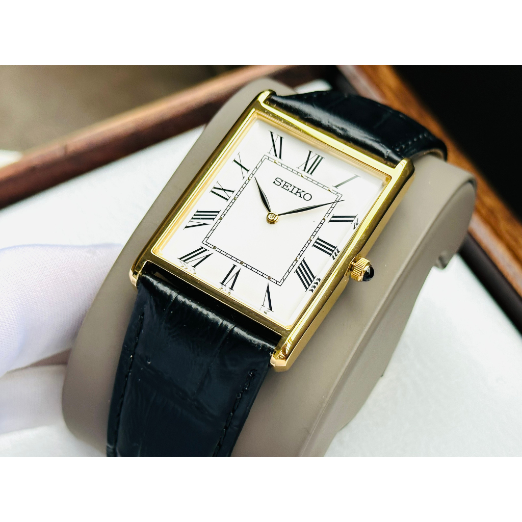 Đồng hồ nam dây da Seiko Tank SWR052