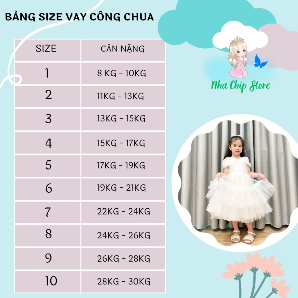 Váy Xoè Công Chúa Hàng Thiết Kế Cao Cấp Cho Bé Gái, Đầm Công Chúa Siêu Xinh Tặng Kèm Bờm