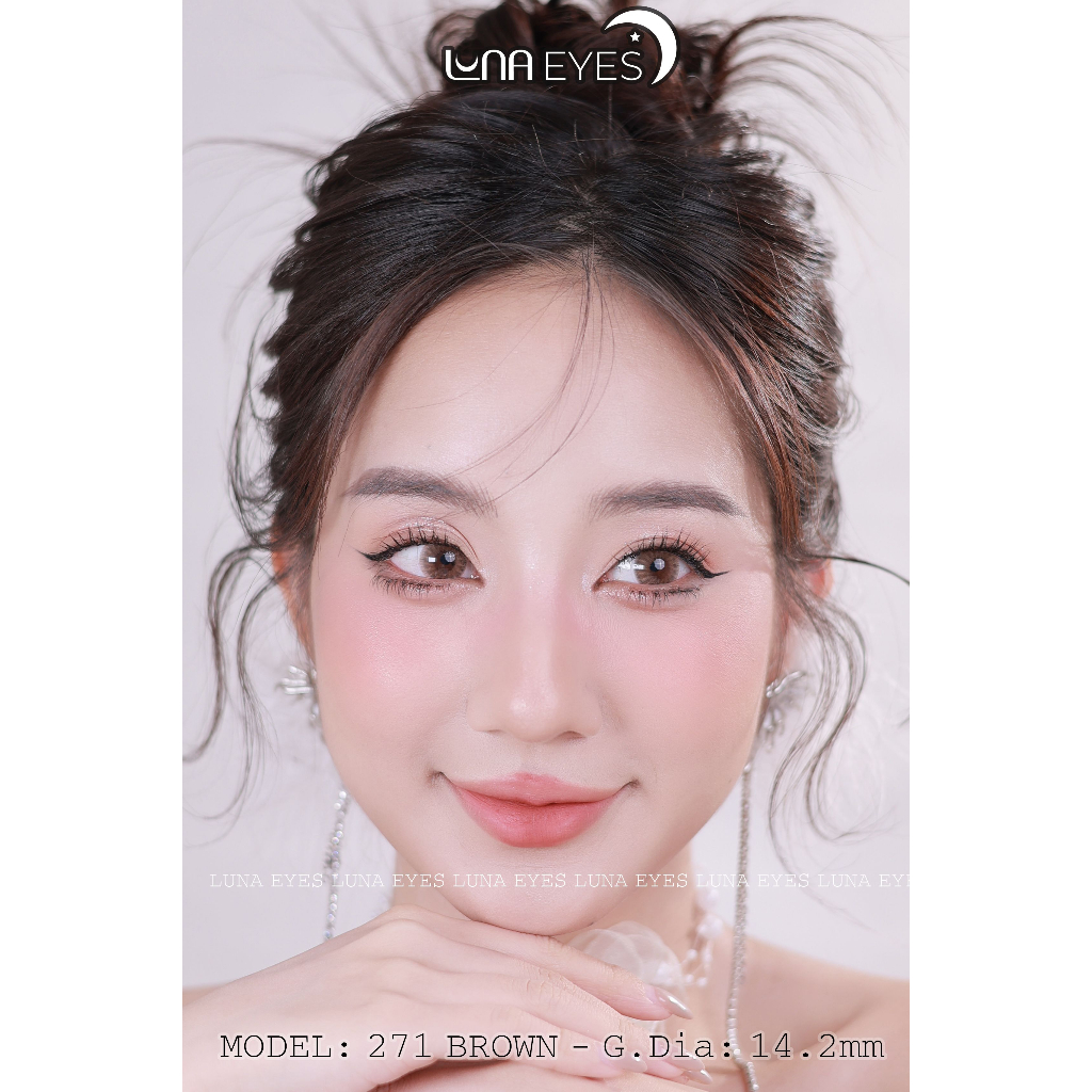 [1 year] Kính áp tròng LUNA EYES 271 BROWN - Lens size vừa