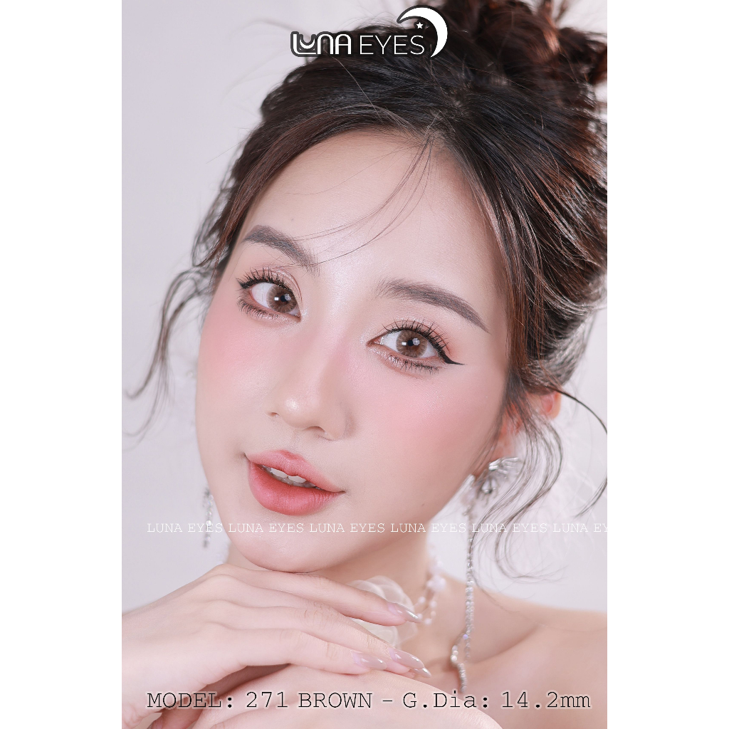 [1 year] Kính áp tròng LUNA EYES 271 BROWN - Lens size vừa