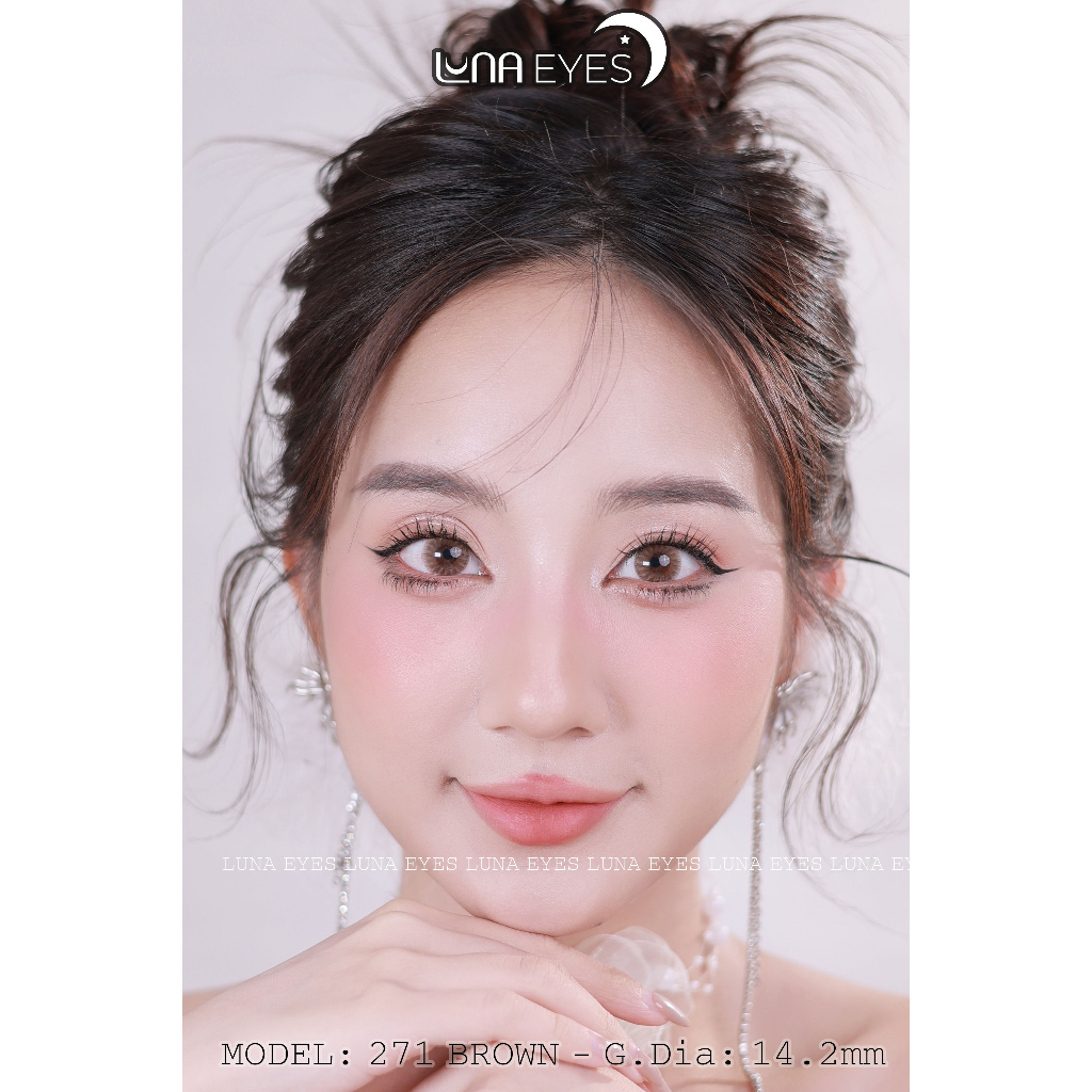 [1 year] Kính áp tròng LUNA EYES 271 BROWN - Lens size vừa