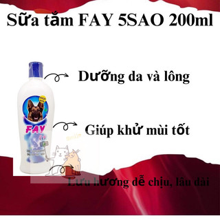 Sữa Tắm FAY 5 sao 200ml Diệt Ve Rận Bọ Chét- Mượt Lông- Khử Mùi Hôi Chó Mèo