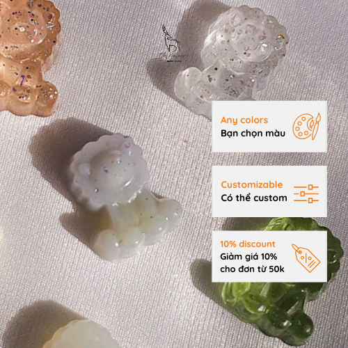 Charm Sư tử mini cute chất liệu nhựa resin handmade gắn kèm móc khóa, bỏ hộp bút, decor tủ kính và hồ cá